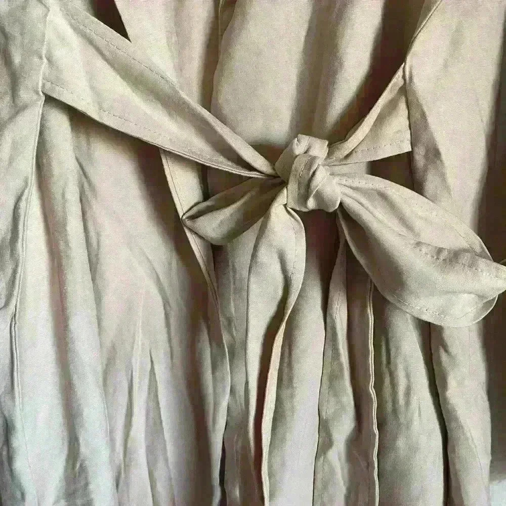 Sage Beige Trench Coat - Lightweight Longline Women's Trench - Picture 7 of 9